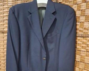Vintage Oscar De La Renta Men's dark blue Blazer Jacket size 42R 100% Wool