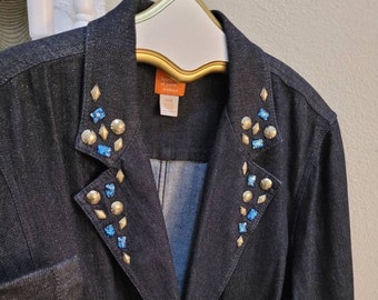 Hearts of Palm Vintage Women's Embellished size 22 Jacket/Blazer Metallic gold tone Thread