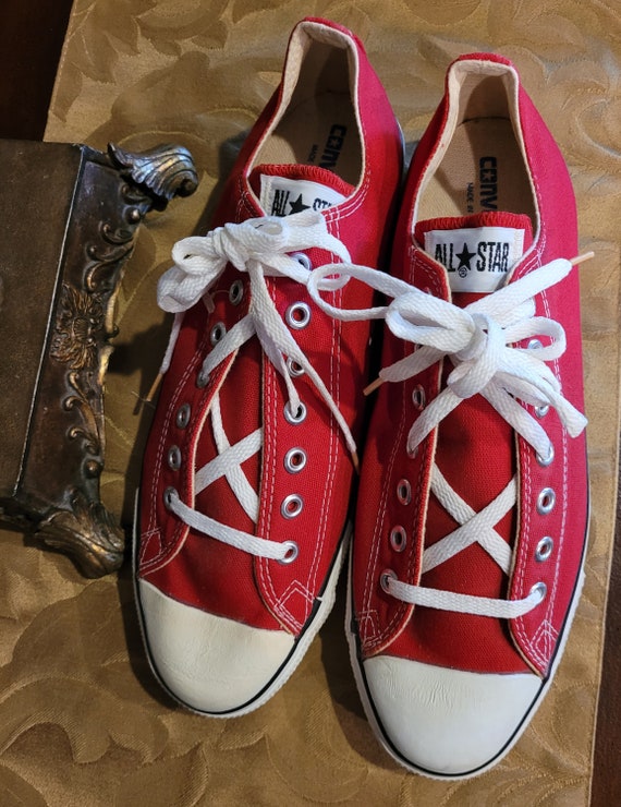 Vintage 90's Converse All Star Made in the USA Lo Top Red - Etsy