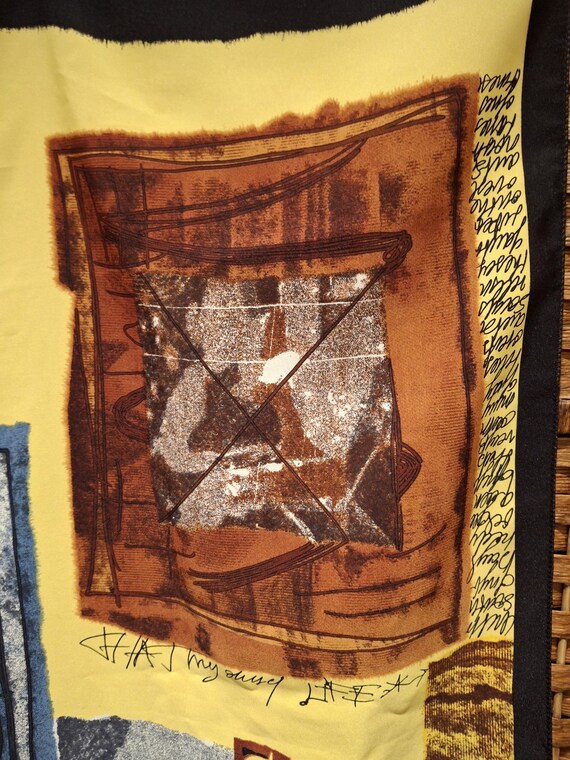 Printed Abstract Designs and Text large Scarf 35"… - image 7