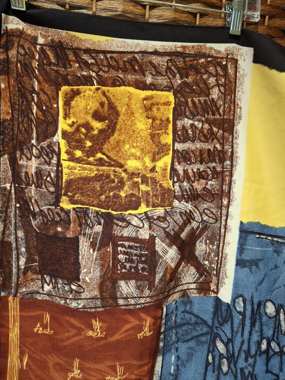 Printed Abstract Designs and Text large Scarf 35"… - image 5