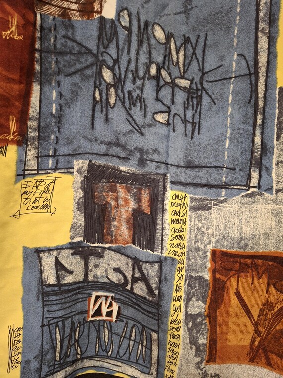 Printed Abstract Designs and Text large Scarf 35"… - image 3