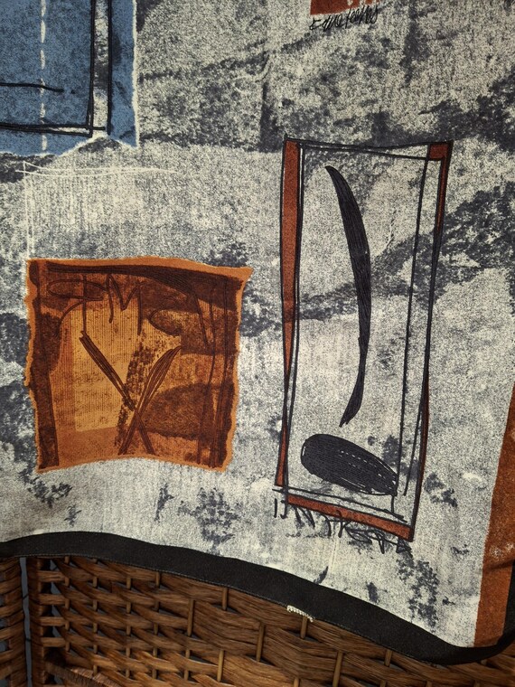 Printed Abstract Designs and Text large Scarf 35"… - image 2