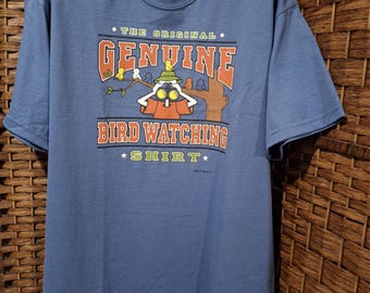 Vintage 2003 Earth Sun Moon  100% Cotton NEW with Tag Novelty T-Shirt size M "Genuine Bird Watching Shirt"