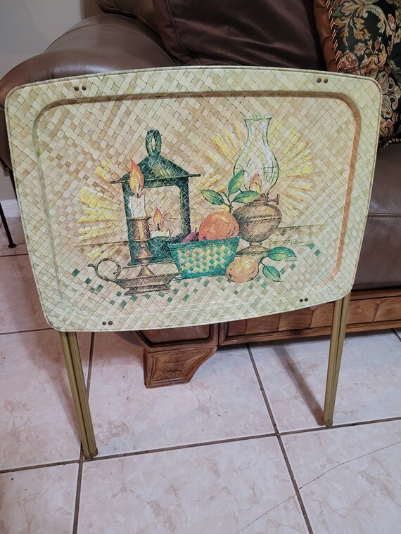 Vintage 70's Lavada Folding Painted TV Tray 21.5lx15 Etsy