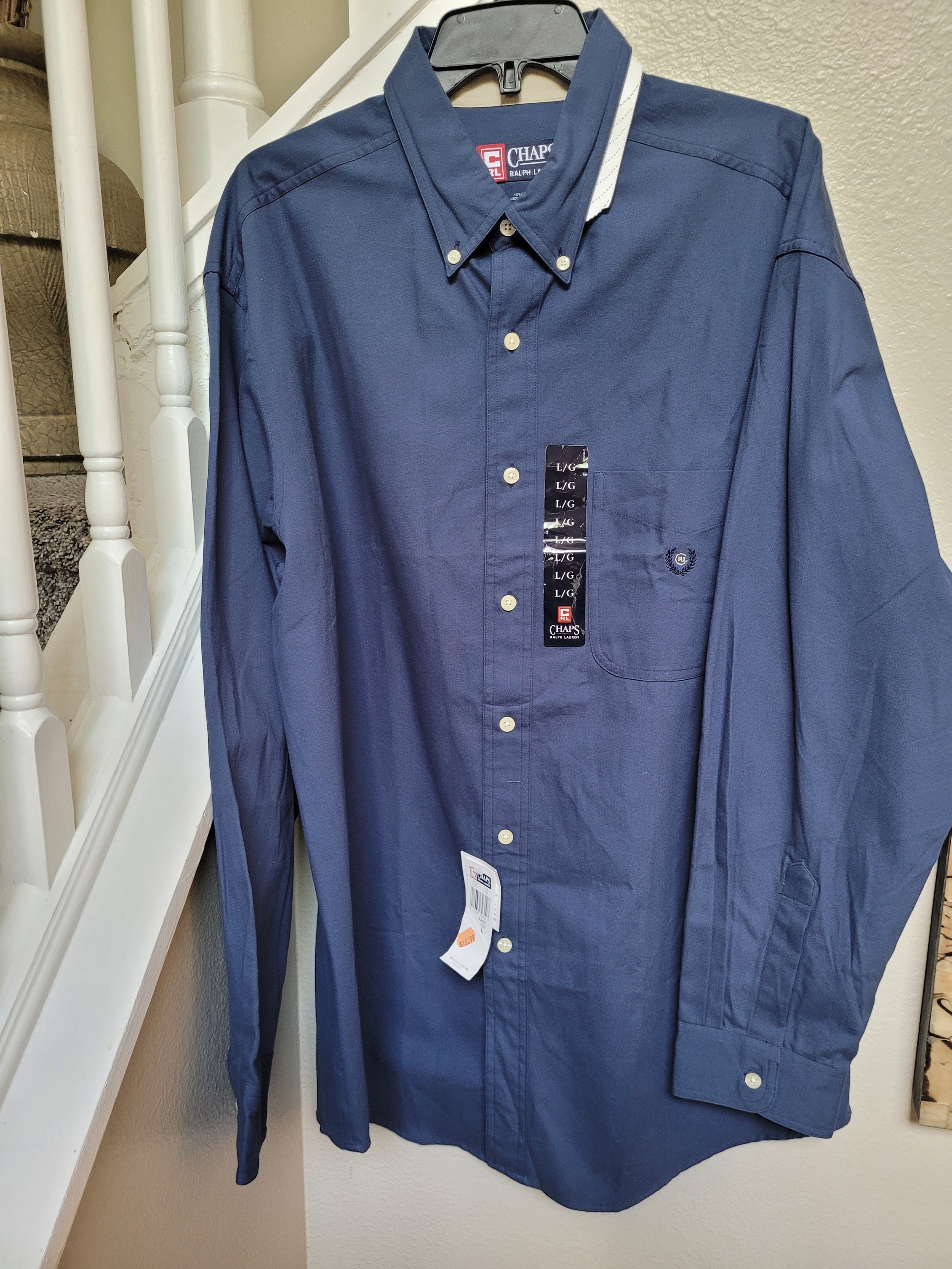 1UniqueFinds Vintage Chaps Ralph Lauren Mens Button Down Shirt Size L 100 Cotton with Original Tag