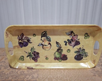 Vintage Julia Junkin Fruit pattern Melamine serving tray 15"x 7.5"