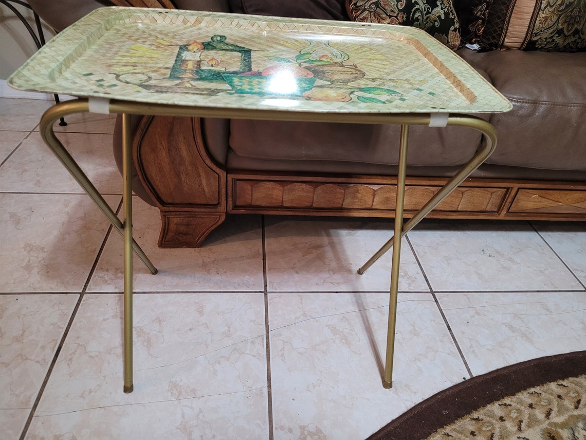 Vintage 70's Lavada Folding Painted TV Tray 21.5lx15 Etsy