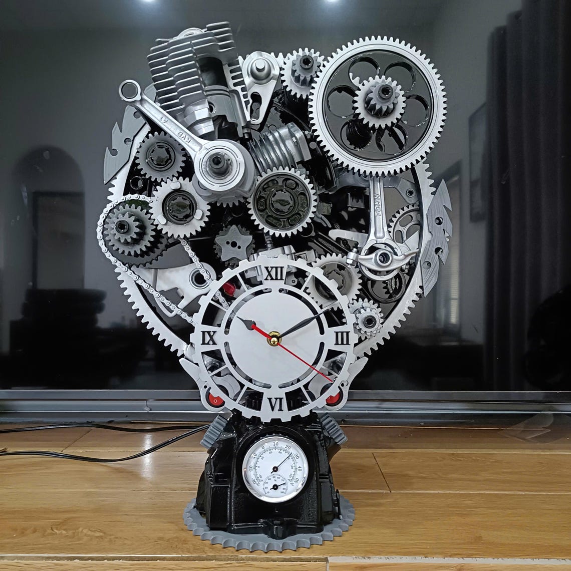 Mechanical Gear Desk Clock – Industrial Steampunk Metal Table Decor ...