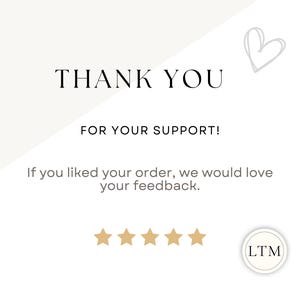 Printable planner thank you page with customer appreciation message and request for feedback with minimalist neutral design