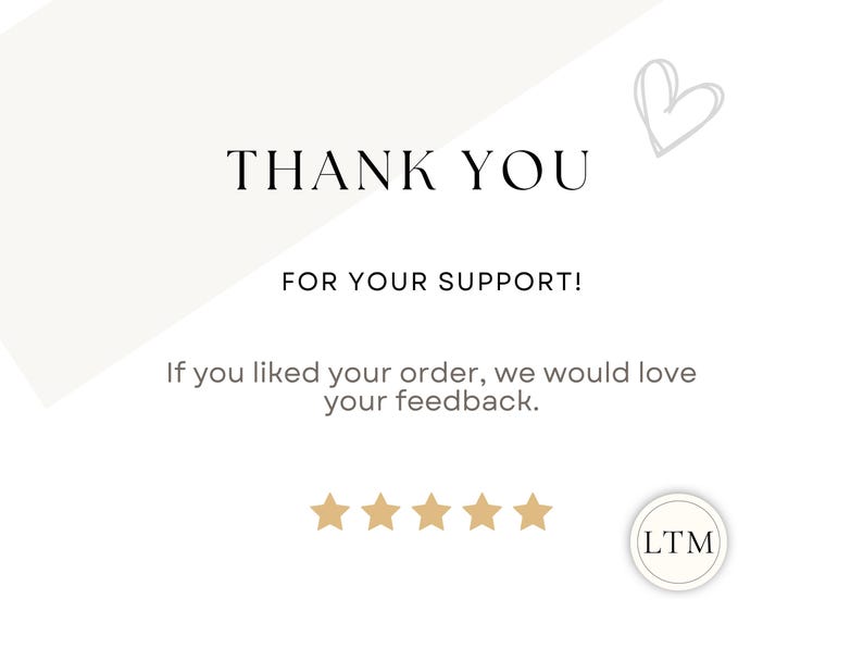 Printable planner thank you page with customer appreciation message and request for feedback with minimalist neutral design