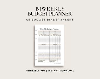 A5 Biweekly Budget Planner Insert | Paycheck Budget Tracker | Printable PDF