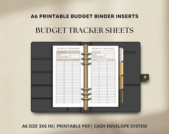 A6 Cash Envelope Inserts | Printable Budget Tracker Sheets |  For Cash Stuffing Binder