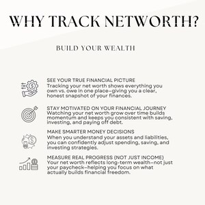 why track net worth benefits, financial planning worksheet, build wealth track progress improve money decisions printable planner