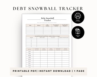 Debt Snowball Tracker | Debt Payoff Planner PDF (Instant Download)