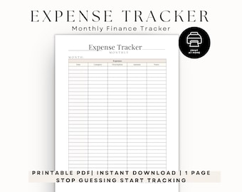 Monthly Expense Tracker | Budget Planner Insert | Printable PDF