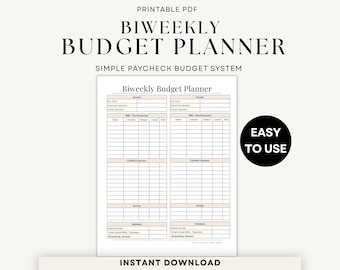 Biweekly Budget Planner Printable PDF | Paycheck Budget Tracker | Bill & Expense Tracker | Simple Money Management | Finance Planner