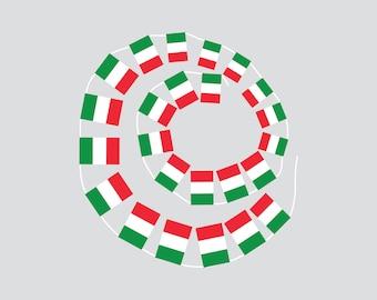 Banderas y guirnaldas italianas atadas a mano