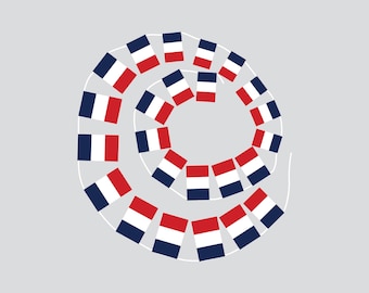 Banderas y guirnaldas francesas atadas a mano