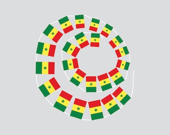 Banderas y guirnaldas de cuerda atadas a mano de Senegal