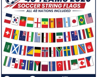 2026 International Soccer Nations String Flags Hand Tied