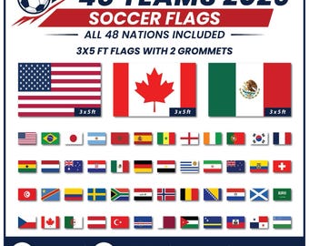 2026 International Soccer Set of 48 Nations 3x5 Foot Flags