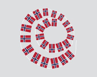 Banderas y guirnaldas de cuerda atadas a mano de Noruega