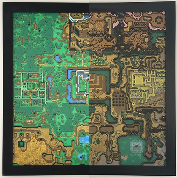 A Link To The Past Light & Dark World Topographical Map Art | 3D Printed Textured Video Game Wall Decor | Gift for Gamers