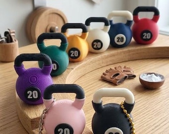 Miniature gym keychain collection - kettlebell, shaker bottle, weight plate - motivation for lifters & fitness junkies
