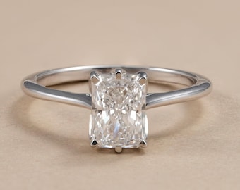 Radiant Cut Lab Grown Diamond Engagement Ring, 14K Gold Solitaire Proposal Ring, IGI Certified Diamond Ring, Wedding Jewelry Gift For Her