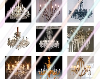 Chandeliers 1 inch Square Tile Images 4x6 Digital Collage Sheet Instant Download