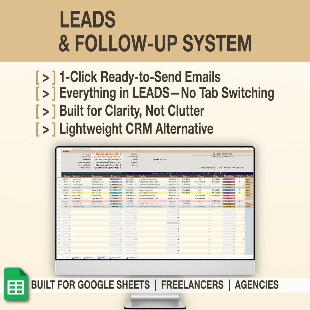 Lead Tracker Google Sheets Template, Sales Pipeline, Follow up Tracker ...