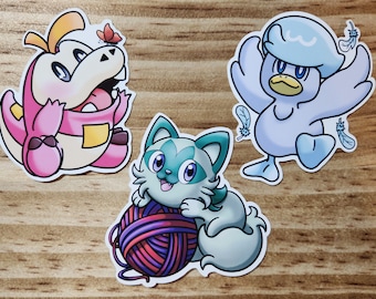 Shiny Friends! Fuecoco, Sprigatito, and Quaxly 3" pkmn vinyl stickers scarlet and violet