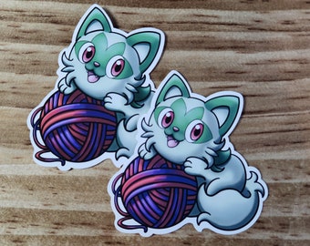 Playful Sprigatito 3" pkmn vinyl sticker scarlet and violet