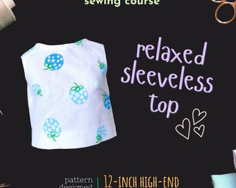 Relaxed Sleeveless Top PDF Sewing Pattern: 12-inch High-end Collectible Fashion Dolls (Digital Download)