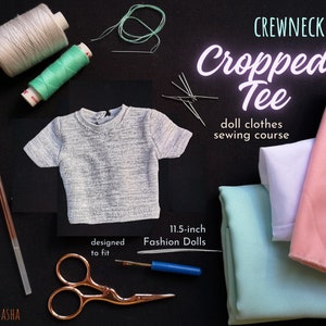 Doll Clothes Sewing Course - Crop Top Tee Pattern (Digital Download)