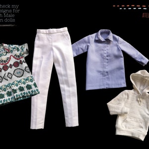 Doll Clothes Sewing Course PDF Pattern and Instructions Dress Pants for 12-inch Articulated Male Fashion dolls image 10