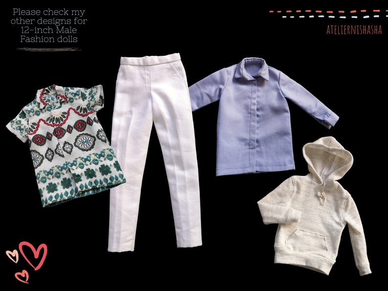 Doll Clothes Sewing Course PDF Pattern and Instructions Dress Pants for 12-inch Articulated Male Fashion dolls image 10