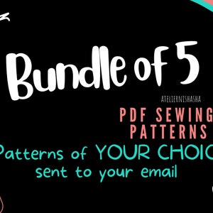 Bundle of 5 PDF Sewing Patterns - Emailed to you!