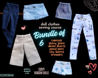 Budget Bundle of 6 Doll Bottoms PDF Sewing Patterns for 11-inch CURVY Fashion dolls