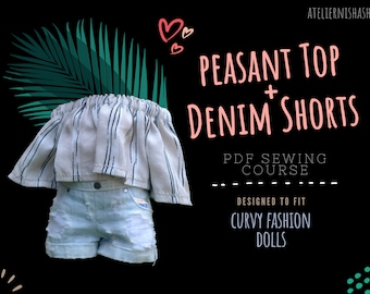 Budget Bundle Doll Clothes Sewing Pattern: Peasant Top and Denim Shorts (PDF)