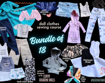 Budget Bundle of 18 PDF Sewing Patterns and Instructions for the 11-inch CURVY Fashion Doll