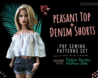 Doll Clothes Sewing Pattern | Peasant Top and Denim Shorts (PDF)