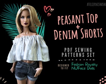 Doll Clothes Sewing Course - Peasant Top and Denim Shorts for 12.5in Collectible Fashion Dolls