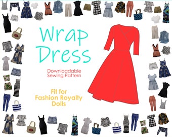 Wrap Dress PDF Sewing Pattern – Fashion Royalty Dolls, NuFace (DIY)