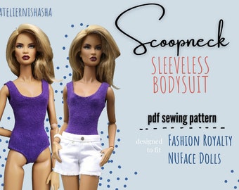 Doll Clothes Sewing Course - The Scoopneck Sleeveless Bodysuit Fit for 12.5in Collectible Fashion Dolls