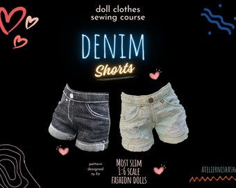 Denim Shorts Sewing Pattern for 11.5" Fashion Dolls (PDF)