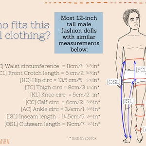 Doll Clothes Sewing Course PDF Pattern and Instructions Dress Pants for 12-inch Articulated Male Fashion dolls image 3