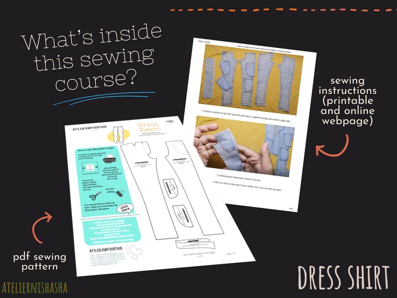Doll Clothes Sewing Course PDF Pattern and Instructions Dress Pants for 12-inch Articulated Male Fashion dolls image 2