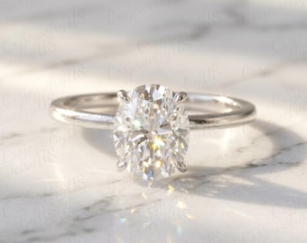 14K Gold 2ct 7*9mm Oval Moissanite Engagement Ring, Solitaire Lab Diamond Wedding Ring, Anniversary Promise Gift, Bridal Ring, Daily Ring